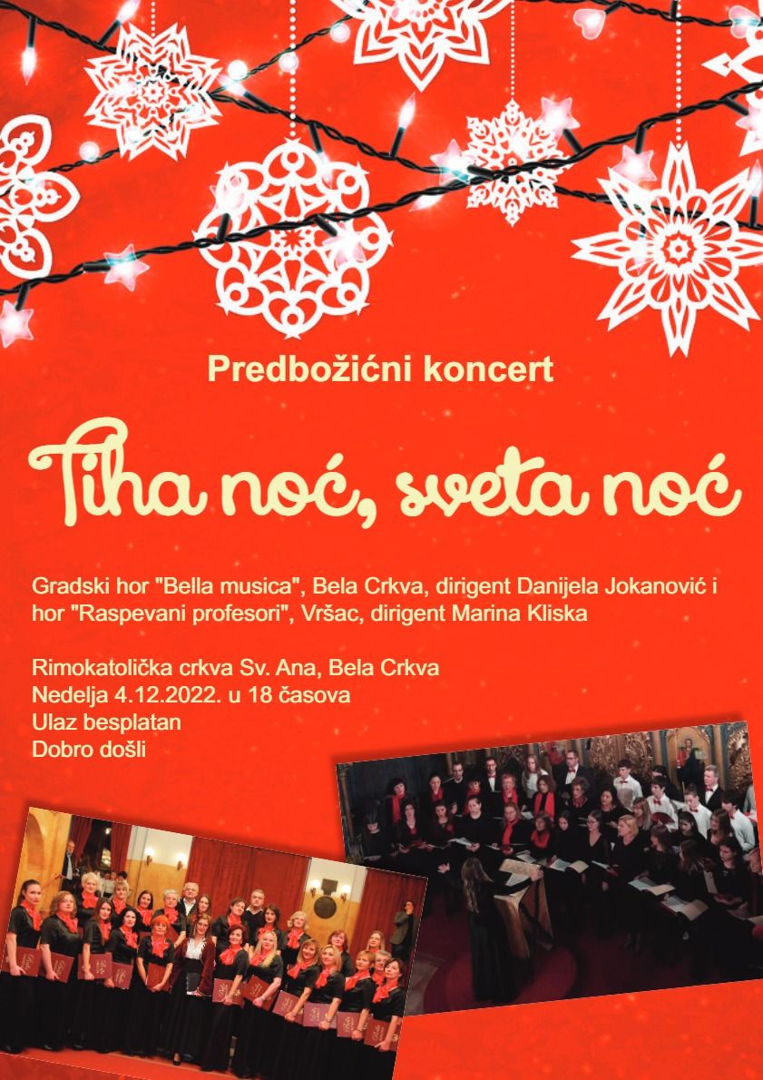 Predbožićni koncert 4. decembra u Beloj Crkvi