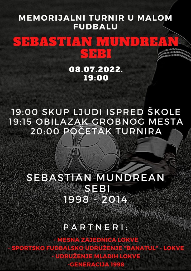 Memorijalni turnir Sebastijan Mundrean Sebi 8. jula u Lokvama